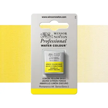 Vodová barva Akvarelová barva Winsor & Newton Professional, půlpánvička - Lemon Yellow Deep