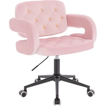 Otočné křeslo Ardal Gold velur na černé podstavě s kolečky - růžová