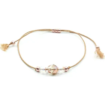 Náramek Moni náramek hedvábí beige se skleněnými korálky