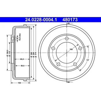Brzdový buben Brzdový buben ATE 24.0228-0004.1