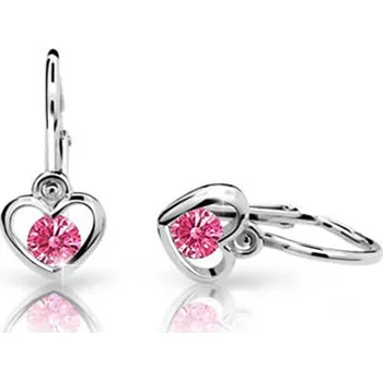 Náušnice Cutie Kids Jewellery c1943-10-30-x-2 Dětské náušnice z bílého zlata na brizuru Cutie srdíčka C1943 Tcf Red – zlatý šperk ryzosti 585/1000 v Dárkovém balení s Certifikátem GBEWC-00916