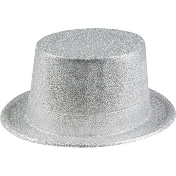 Karnevalový kostým Cylindr - stříbrný s flitry