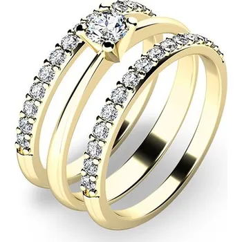 Šperk Zásnubní prsten žluté zlato 585/1000 zirkon set 10820-SET02-ZZ velikost 56