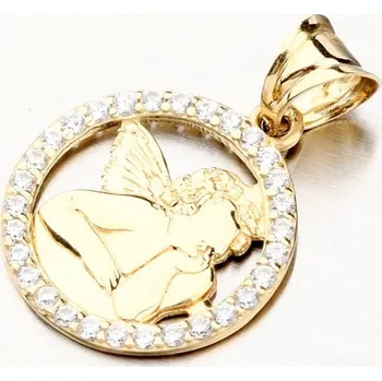 Přívěsek Dámský přívěsek žluté zlato 585 zirkon anděl PKL13-005