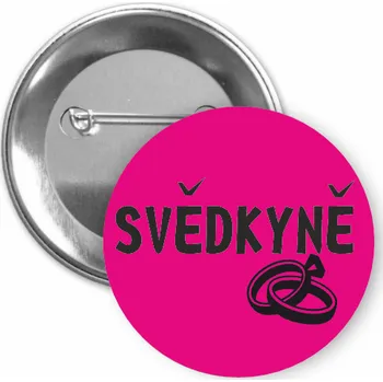 ON-DESIGN Placka s motivem Svědkyně 32 mm Barva: purpurová, Barva potisku: černá, Typ buttonu: špendlík