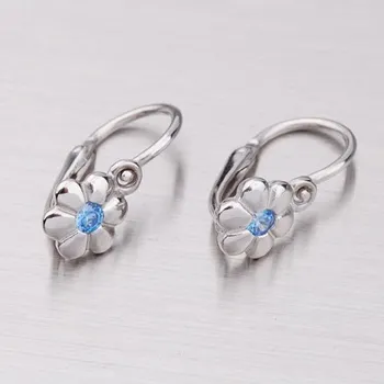 Náušnice Dětské náušničky bílé zlato 585 zirkon akvamaríny 52DN-1736BM