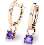 Dámské náušnice růžové zlato 585/1000 přírodní diamant 0.45 ct G/SI oválky s a tanzanity tanzanit 10861-CV-DIA-TAN