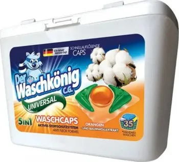 Tableta na praní Der Waschkönig 5in1 Universal Orangen/Baumwollextrakt kapsle na praní 35 ks 
