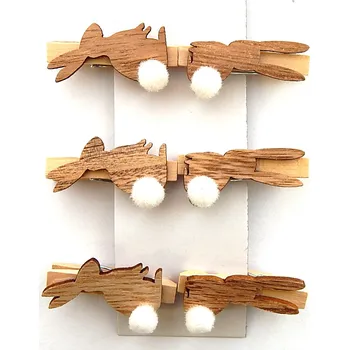 Dekorace do dětského pokoje Dekor. kolíčky, bílý ZAJÍČEK, 6ks (Lj902008)