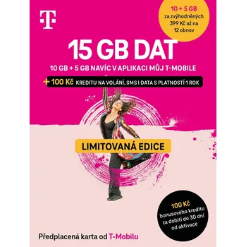 T-Mobile SIM karta 15 GB s kreditem 100…