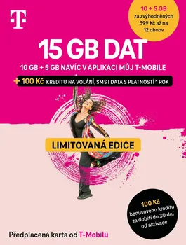 SIM karta T-Mobile SIM karta 15 GB s kreditem 100 Kč limitovaná edice
