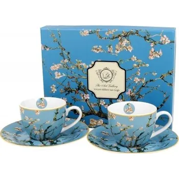Porcelánový hrnek espesso s podtalířkem Almond Blossom inspired by Van Gogh 110 ml, sada 2 ks v dárkovém boxu (137928 004 928119 Almond Blossom 2hrnky+podt.)