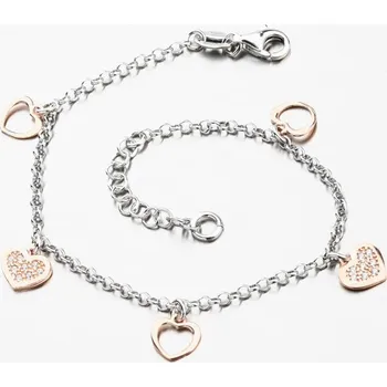 Šperk Dámský náramek stříbro 925 srdíčky B1600354-0331-SLX délka 19 cm