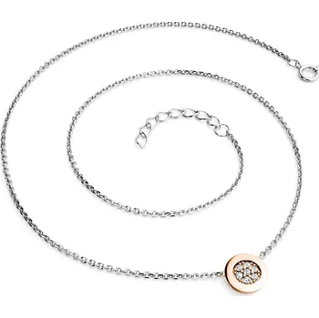 Náhrdelník Dámský náhrdelník zlato mix 585/1000 přírodní diamant 0.084 ct G/SI brilianty 10902-NH01-BCV délka 42 cm