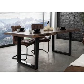 Jídelní stůl Stůl akát 220x100x77 šedý lakovaný / U-nohy antracit lesklý METALL 5