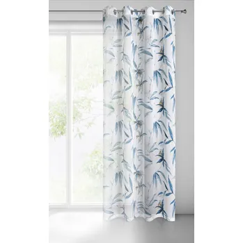 Dekorační vzorovaná záclona s kroužky AGATA II. bílá/modrá 140x250 cm (cena za 1 kus) MyBestHome