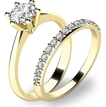 Šperk Zásnubní prsten žluté zlato 585/1000 zirkon set 10720-SET01-ZZ velikost 58