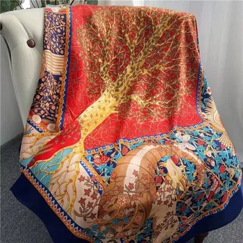 Šátek Hedvábný šátek Červený strom 110x110 cm v dárkovém balení, HEDVÁBNÝ SVĚT