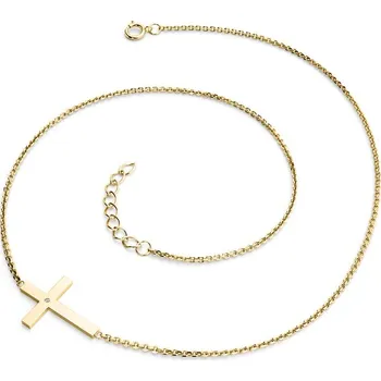 Náhrdelník Dámský náhrdelník přírodní diamant 0.006 ct G/SI křížem a ve žlutém zlatě 10947-NH01-ZL délka 42 cm