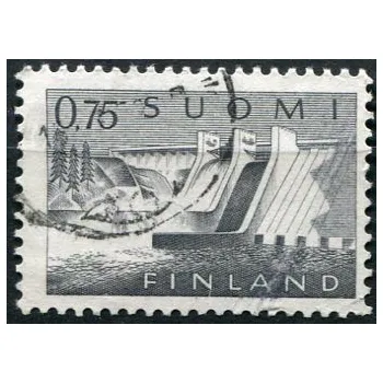 Poštovní známka Posti Finland (1959) MiNr. 508 - O - Finsko - přehrada Razítkovná známka (3)