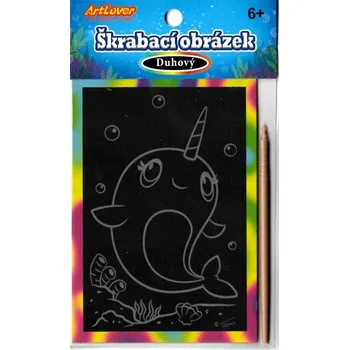 vyškrabávací obrázek Mini škrabací obrázek - duhový - narvalové - SCD-RB-AS006