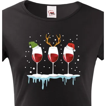 Dámské tričko Dámské vánoční triko s vínem, Barva Černá, Velikost 3XL, Canvas Dámské tričko s krátkým rukávem Bezvatriko.cz 2100