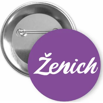 ON-DESIGN Placka s motivem Ženich 32 mm Barva: fialová, Barva potisku: bílá, Typ buttonu: špendlík