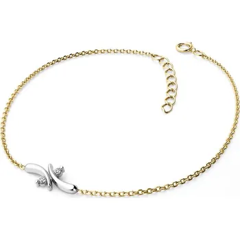 Náramek Dámský náramek žluté zlato 585/1000 přírodní diamant 0.030 ct G/SI s brilianty 10851-NR01-ZLB délka 17 cm