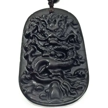 Drahý kámen River Šperky. Amulet.9923113602 River Šperky. Amulet z Obsidiánu motiv Čínský drak. 9923113602