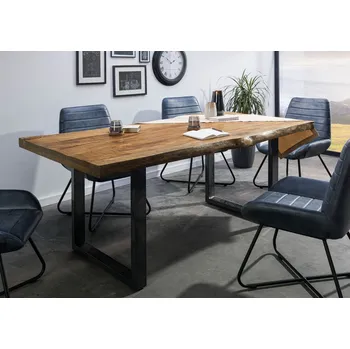 Jídelní stůl Jídelní stůl mango 220x100x77 přírodní lakovaný / U-nohy antracit lesklý METALL 5