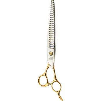 Kadeřnické nůžky TAURO PRO LINE Nůžky TPL Janita Plunge line 7,5" (19 cm) modelovací 24 zubů - zlaté kroužky