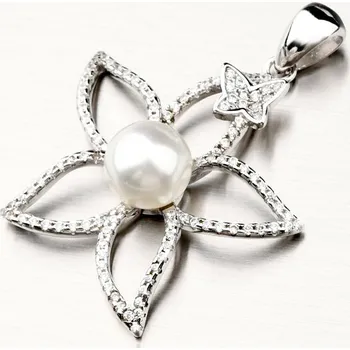 Přívěsek Dámský přívěsek stříbro 925 perly květina s a se zirkony PKL-3105