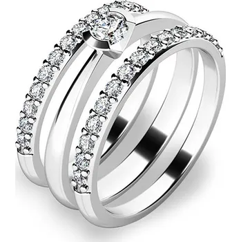 Prsten Zásnubní prsten bílé zlato 585/1000 zirkon set zásnubních 10840-SET02-BB velikost 59