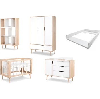 Dětská skříň Klups Dětský pokoj Sofie s 3-dvéřovou skříní a bukovou postýlkou