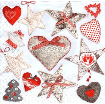 Papírový ubrousek UBR-F87, Ubrousek, 16x16 cm, VÁNOČNÍ DŘEVĚNÉ OZDOBY, 1 kus