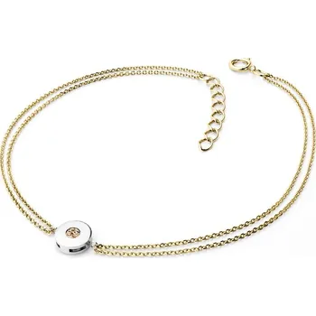 Náramek Dámský náramek přírodní diamant 0.055 ct champagne žluté zlato 10911-NR02-ZLB-Champ délka 17 cm