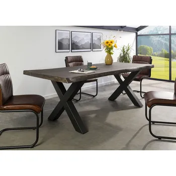 Jídelní stůl Jídelní stůl mango 180x90x77 šedý lakovaný / X-nohy antracit matný METALL 5