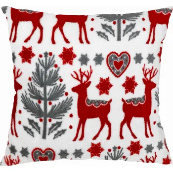 Povlak na polštářek Vánoční povlak na polštář SCANDI 40x40 cm - jeleni - šedá/červená/bílá