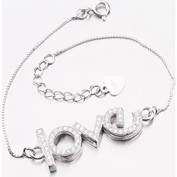 Šperk Dámský náramek stříbro 925 nápisem love B1503879-2252-SLX délka 15 cm