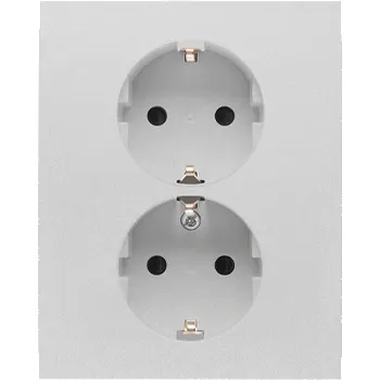 Elektrická zásuvka SIMON TGSZ2PZFAR/143 Zásuvka Schuko 2 násobná, se clonkami, 16 A / 250 V~, šroubové svorky bílá