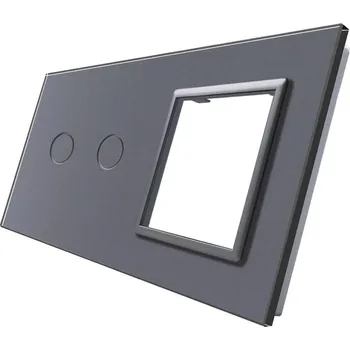 vypínač WELAIK dvojnásobný skleněný panel 2+zás - tmavě šedý