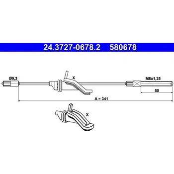 Brzdový systém Tažné lanko, parkovací brzda ATE 24.3727-0678.2