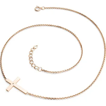 Náhrdelník Dámský náhrdelník přírodní diamant 0.006 ct křížem a Champagne 10947-NH01-CV-Champ délka 40 cm