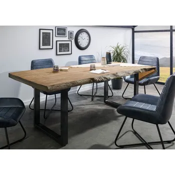 Jídelní stůl Stůl mango 180x90x77 béžový lakovaný / U-nohy antracit lesklý METALL 5