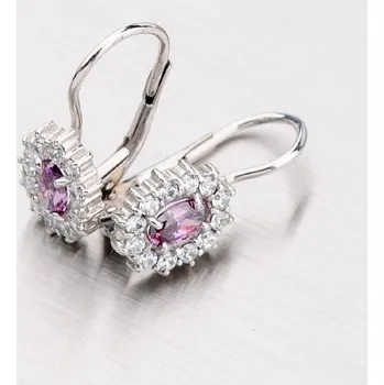 Náušnice Dámské náušnice bílé zlato 585 zirkon s ametyst 358-0041-AME