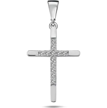 Přívěsek Lillian Vassago Přívěsek křížek se zirkony, bílé zlato LLV98-GP015W