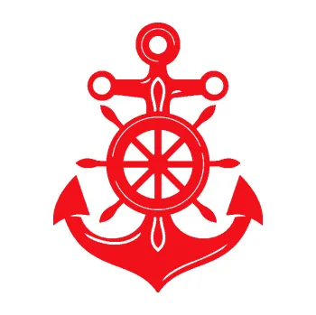 Samolepící dekorace SAMOLEPKA Kotva 005 levá s kormidlem (10 - červená) NA AUTO, NÁLEPKA, FÓLIE, POLEP, TUNING, VLASTNÍ TEXT, TISK, AUTOSAMOLEPKY.cz, POLEPY, OBRÁZEK, LOGO, SAMOLEPKY