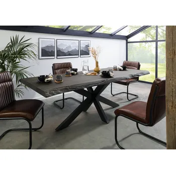 Jídelní stůl Stůl mango 200x100x77 šedý lakovaný / křížový rám antracit matný METALL 5