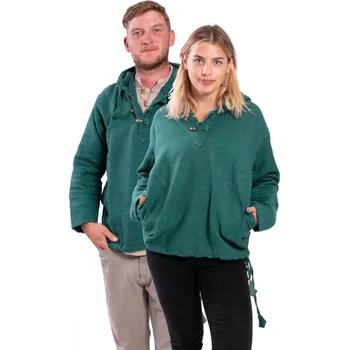 Unisex mikina s kapucí RAHUL WAFLAR smaragdově zelená XL