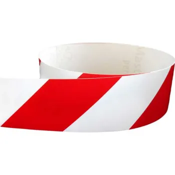 Výstražná páska Výstražný samolepící pás červeno/bílý - normový (pravý) pásy samolepící 980x60mm